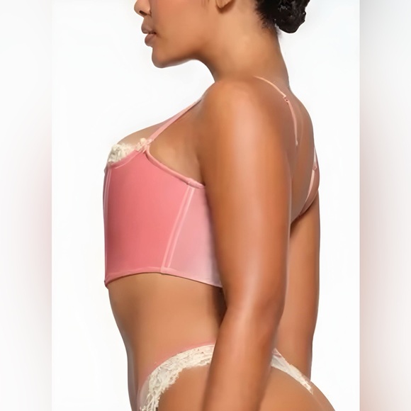 NWT | SKIMS | Limited Edition Velvet Lace Corset in Terracotta | Sz XXS - Picture 4 of 9